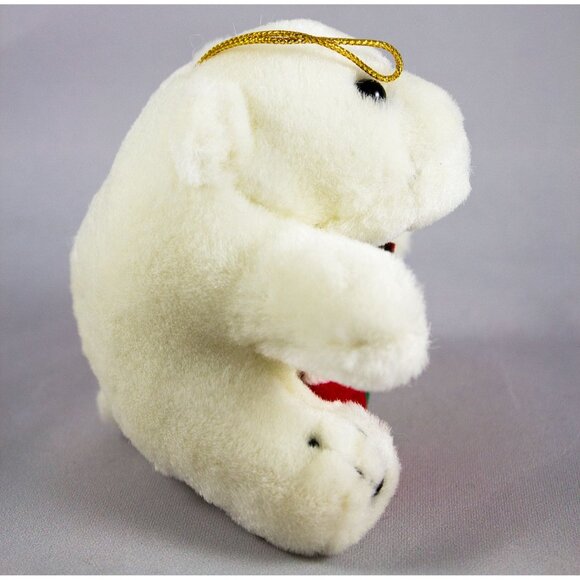Coca Cola 1997 Polar Bear Plush Christmas Ornament Bow Tie Stocking Coke Bottle - Picture 3 of 5